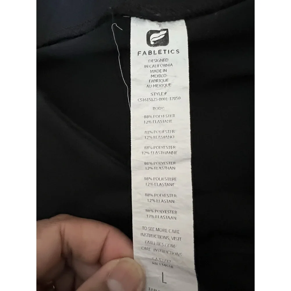 Fabletics Leggings Women's  Black Large Crossover‎ Waist Front And Back Athletic